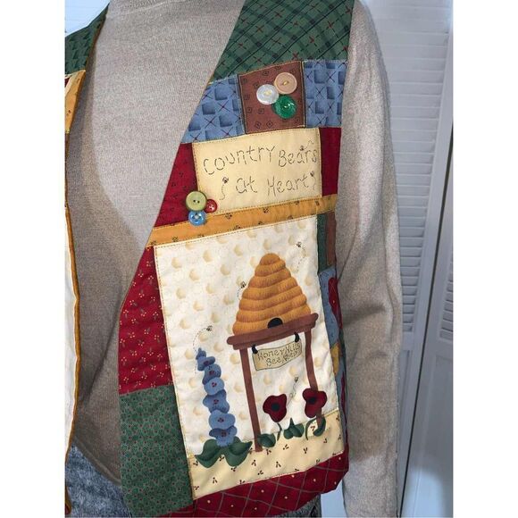Vintage Quilted Honey Bear Bee Vest Size Large - Picture 3 of 12